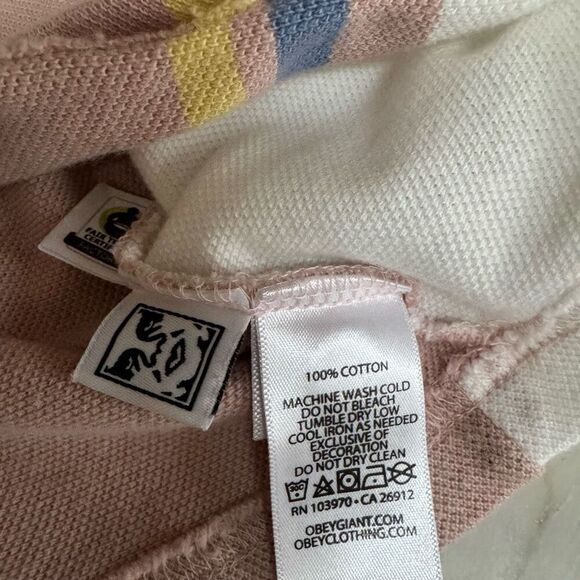 OBEY Hailey Womens Sleeveless Polo Shirt striped cropped 100% cotton size XS - Picture 6 of 8